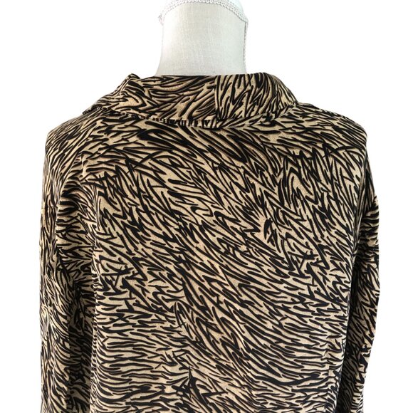 Barry Bricken Silk Blend Shirt XL Brown Black Animal Print Button Up Top - Picture 6 of 10